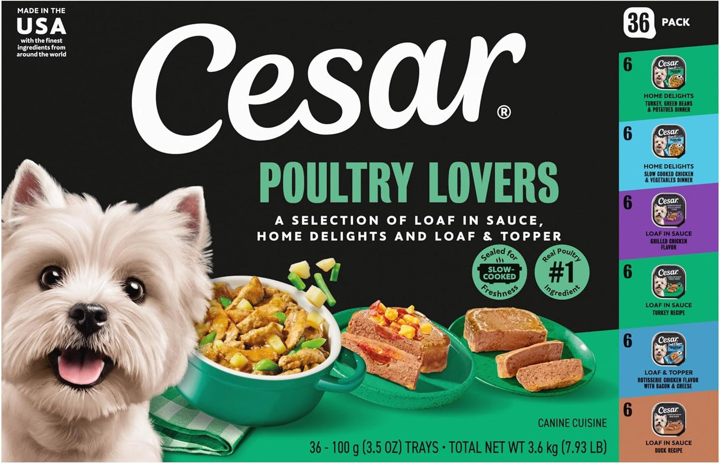 Cesar Adult Wet Dog Food Steak Lovers Variety Pack with Real Meat, 3.5 oz. Easy Peel Trays, 36 Count (Pack of 1) - Image 15