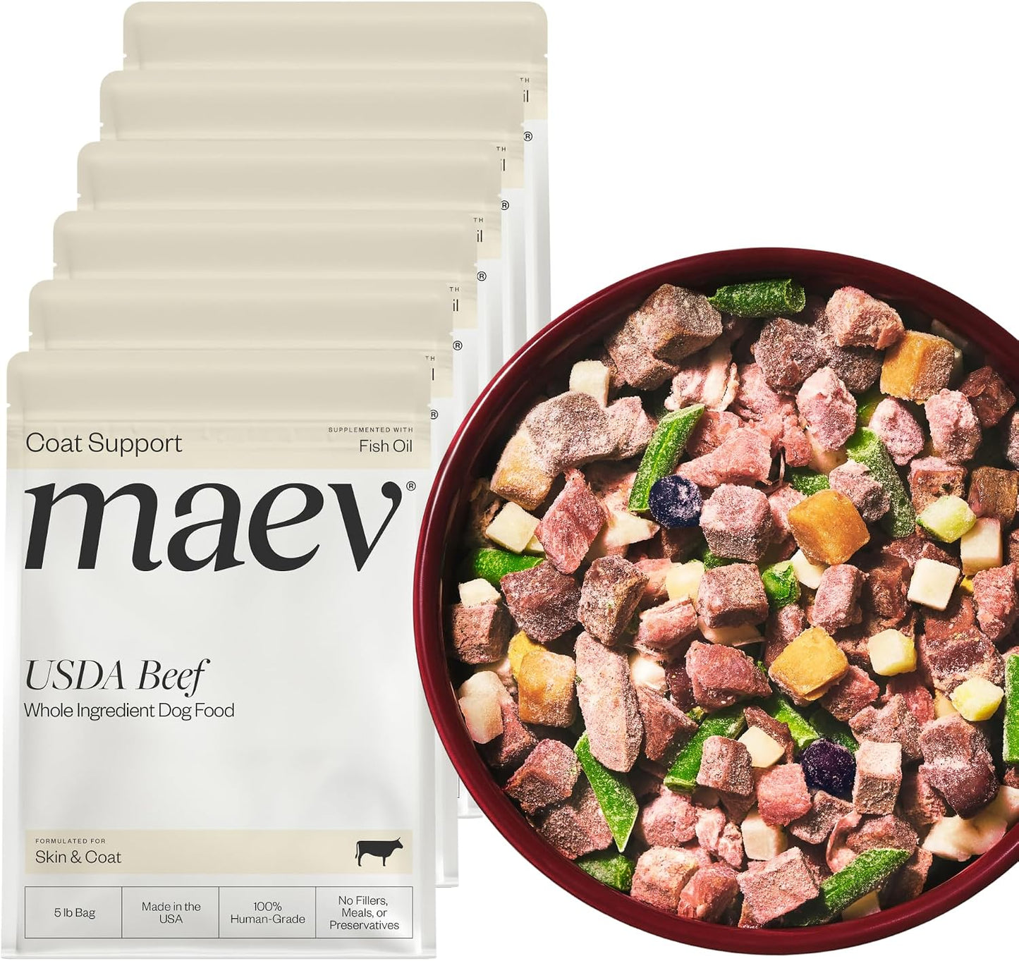 Maev Human-Grade Fresh-Frozen Beef Dog Food, Skin & Coat Formula | High-Protein, Grain-Free, Whole Ingredient Raw Food for Dogs | Complete & Balanced Meal or Topper | Made in USA | 5 lb - Image 15