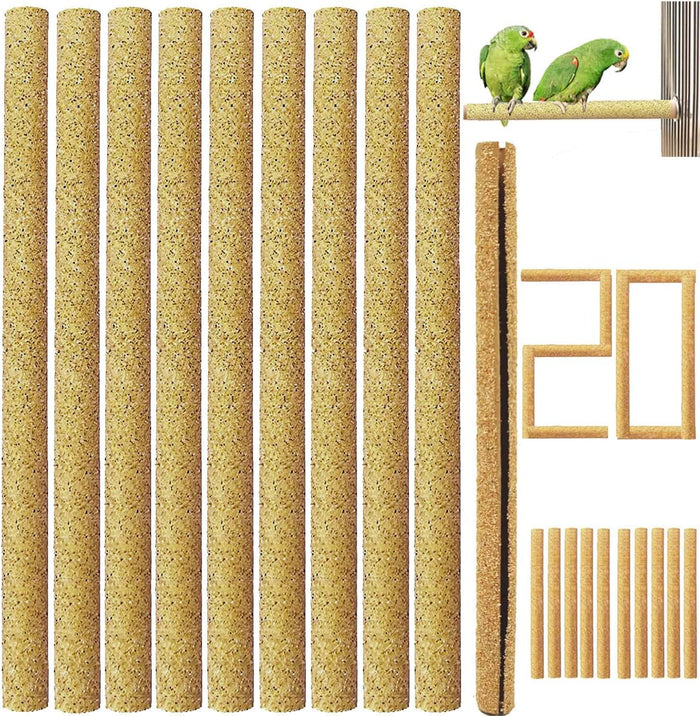 20Pcs Sand Perch Covers for Bird - Bird Perchs Covers 7.5" Long x 3/8" Diameter Bird perches for Parakeets, Lovebirds, Parrotlets, Canaries and Other Small Birds (Yellow, 20pcs 7.5" x 0.43") - Image 1