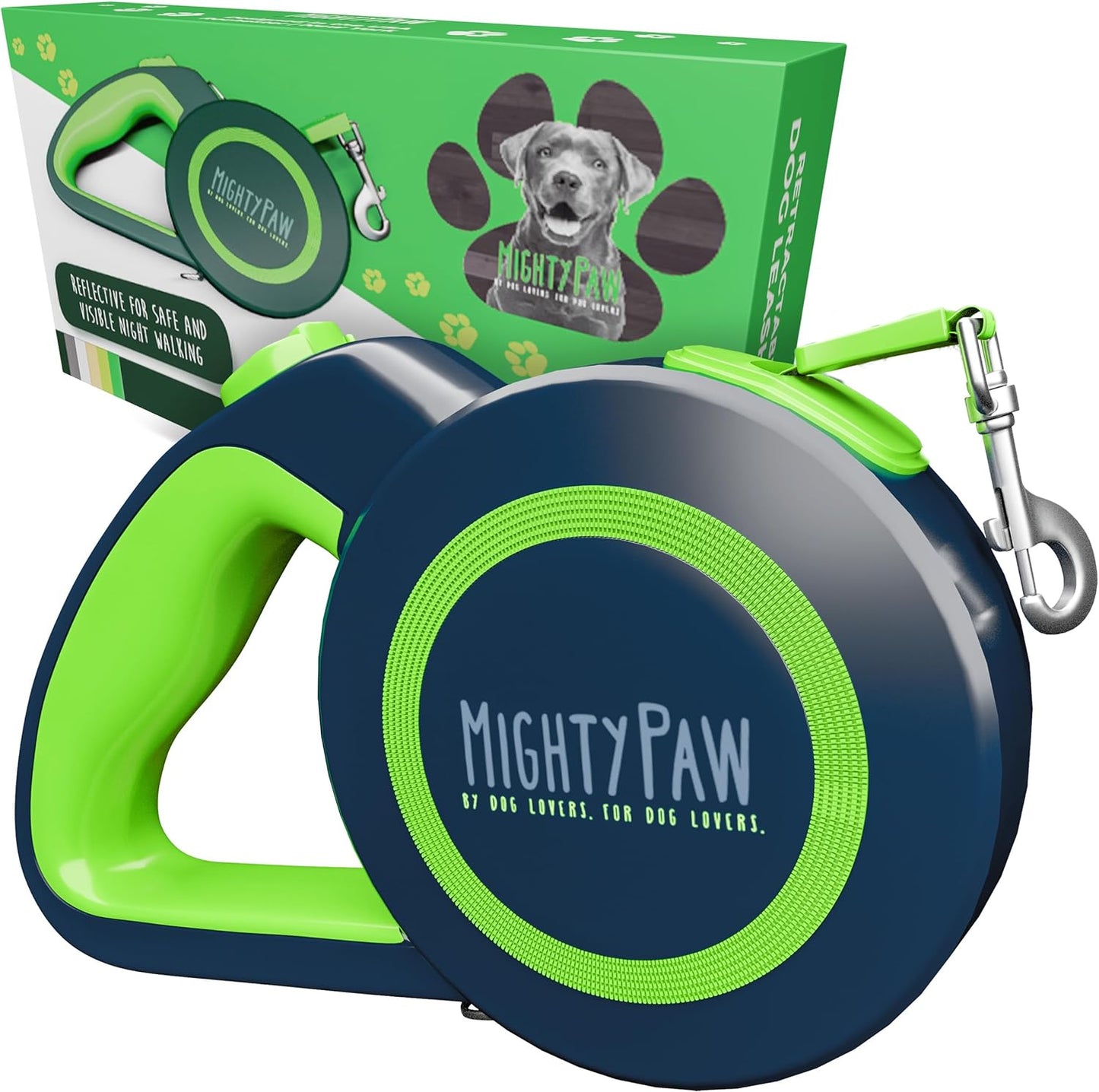Mighty Paw Retractable Dog Leash 2.0 - Auto-Locking Button for The Control When You Need - Stainless Steel Coil for Smooth Retraction - Super Reflective Ring for Nighttime Visibility - No More Tangle - Image 12