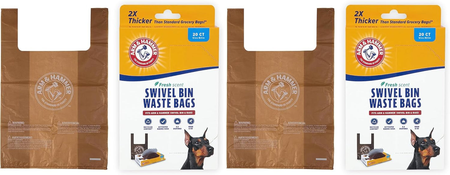 Arm & Hammer Heavy Duty Pet Waste Bags for Swivel Bin & Rake Dog Pooper Scooper, 20 Count Refill Bags (Packaging May Vary) - Image 9