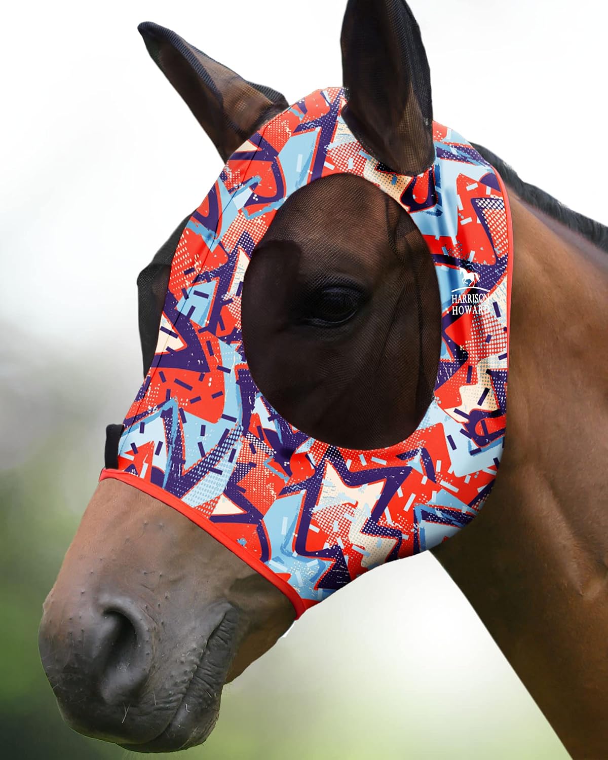 Harrison Howard Super Comfort Stretchy Fitting Horse Fly Mask with UV Protection Soft on Skin with Breathability Pastel Mix Pony - Image 15