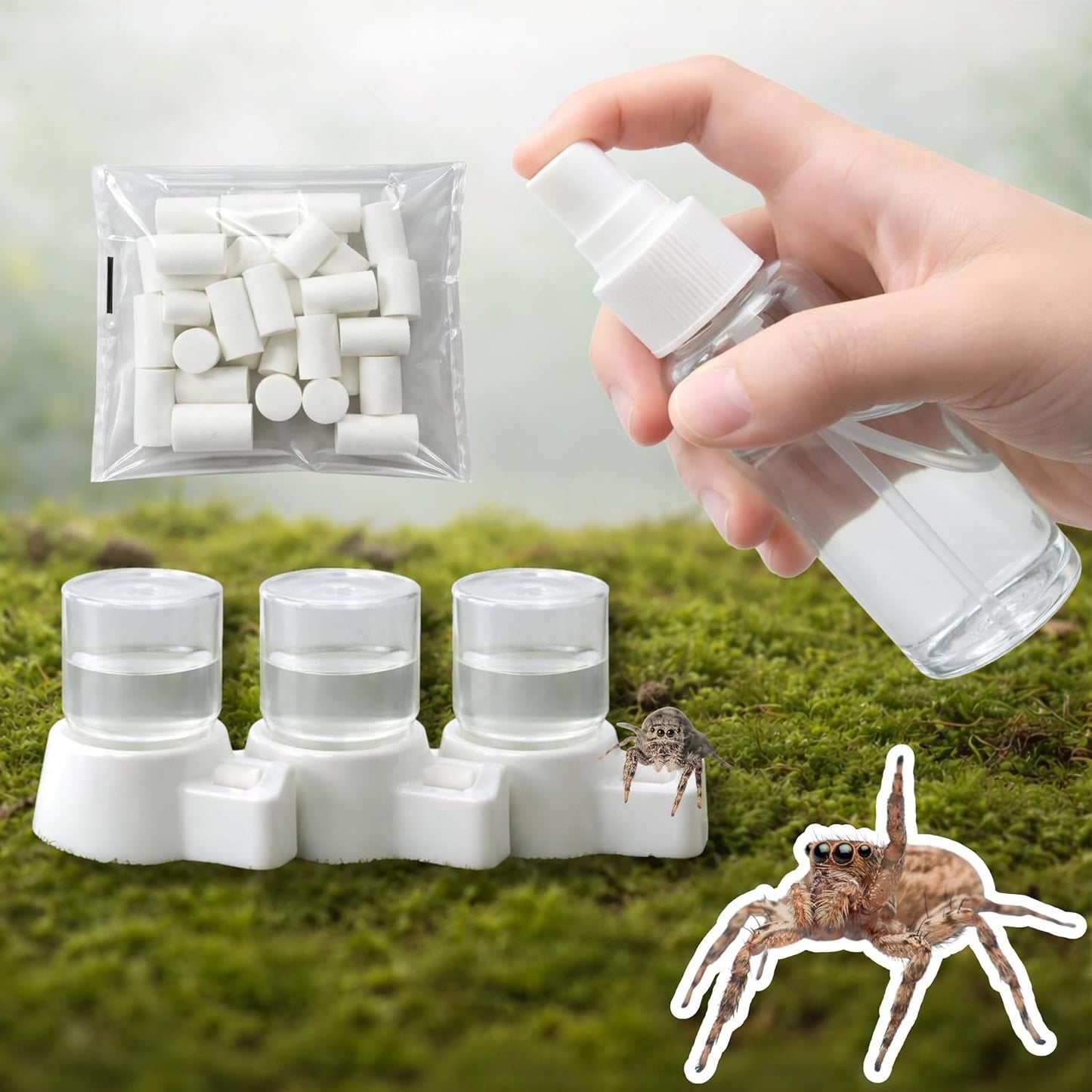 Jumping Spider Water Dispenser Enclosure Accessories, Mini Water Dispenser and Mist Bottle with 10 Replace Cotton Cores, Jumping Spider Habitat Decoration Tarantula Enclosure Accessories (White, 5 ML) - Image 8