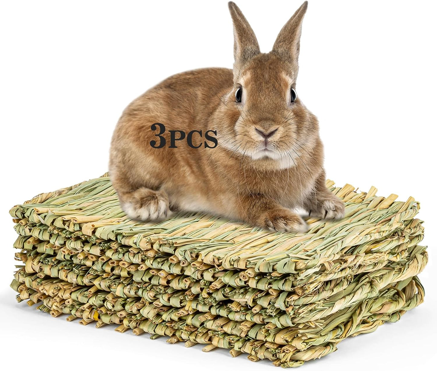 Sukh Natural Rabbit Grass Mats - Woven Hay Bed Cage Mats, Pet Bedding & Cooling Nesting Toys for Bunny, Hamster, Chinchilla, Guinea Pig and Other Small Animals 2PCS - Image 9