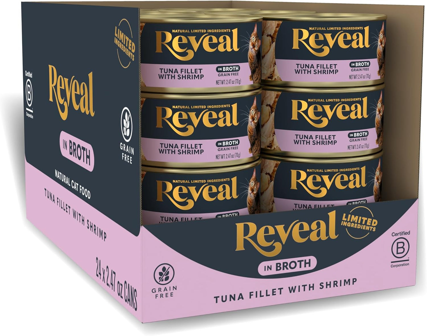 Reveal Natural Wet Cat Food, 24 Count, Grain Free, Limited Ingredient Canned Food for Cats, Tuna Fillet in Broth, 2.47 oz Cans - Image 15