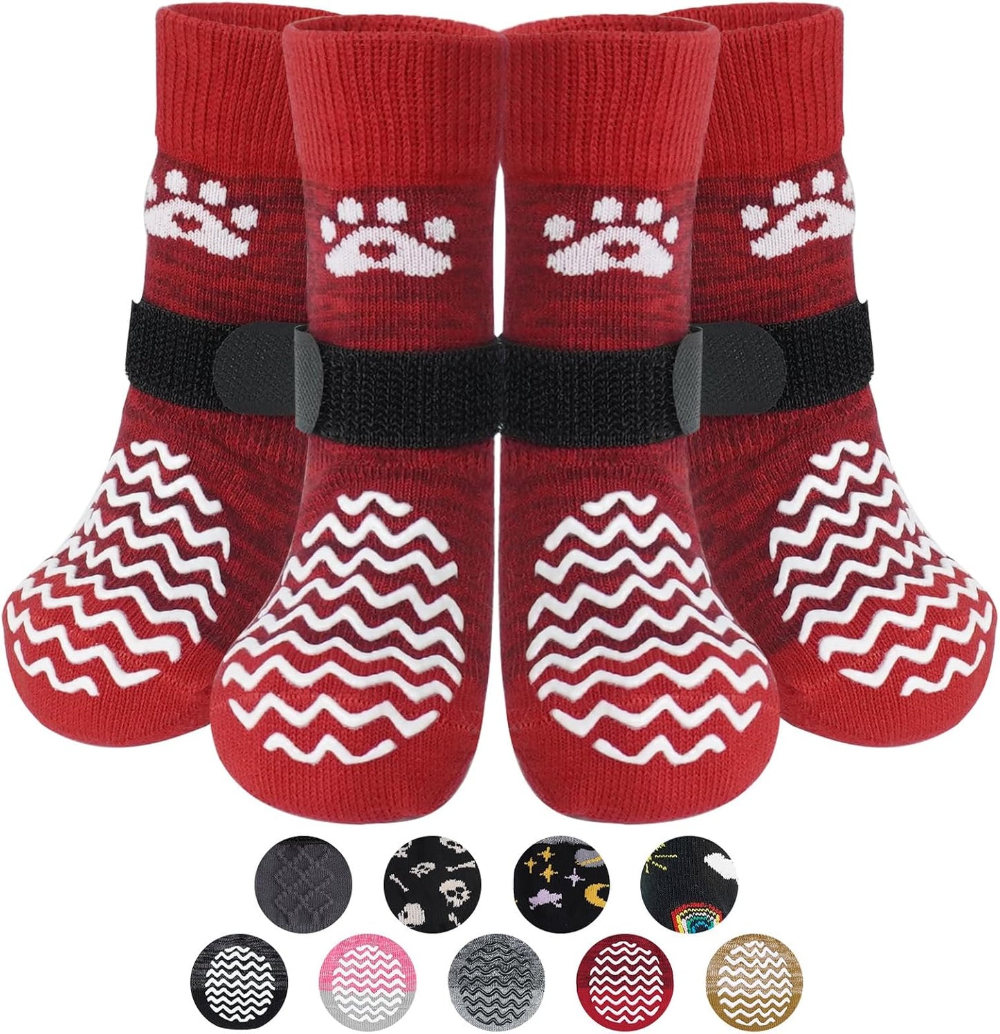 PUPTECK Anti Slip Dog Socks with Double Grippers for Hardwood Floors, Shoes for Hot/Cold Pavement, Boots & Paws Protectors to Prevent Licking, Traction Booties for Senior Small Large Dogs - Image 15