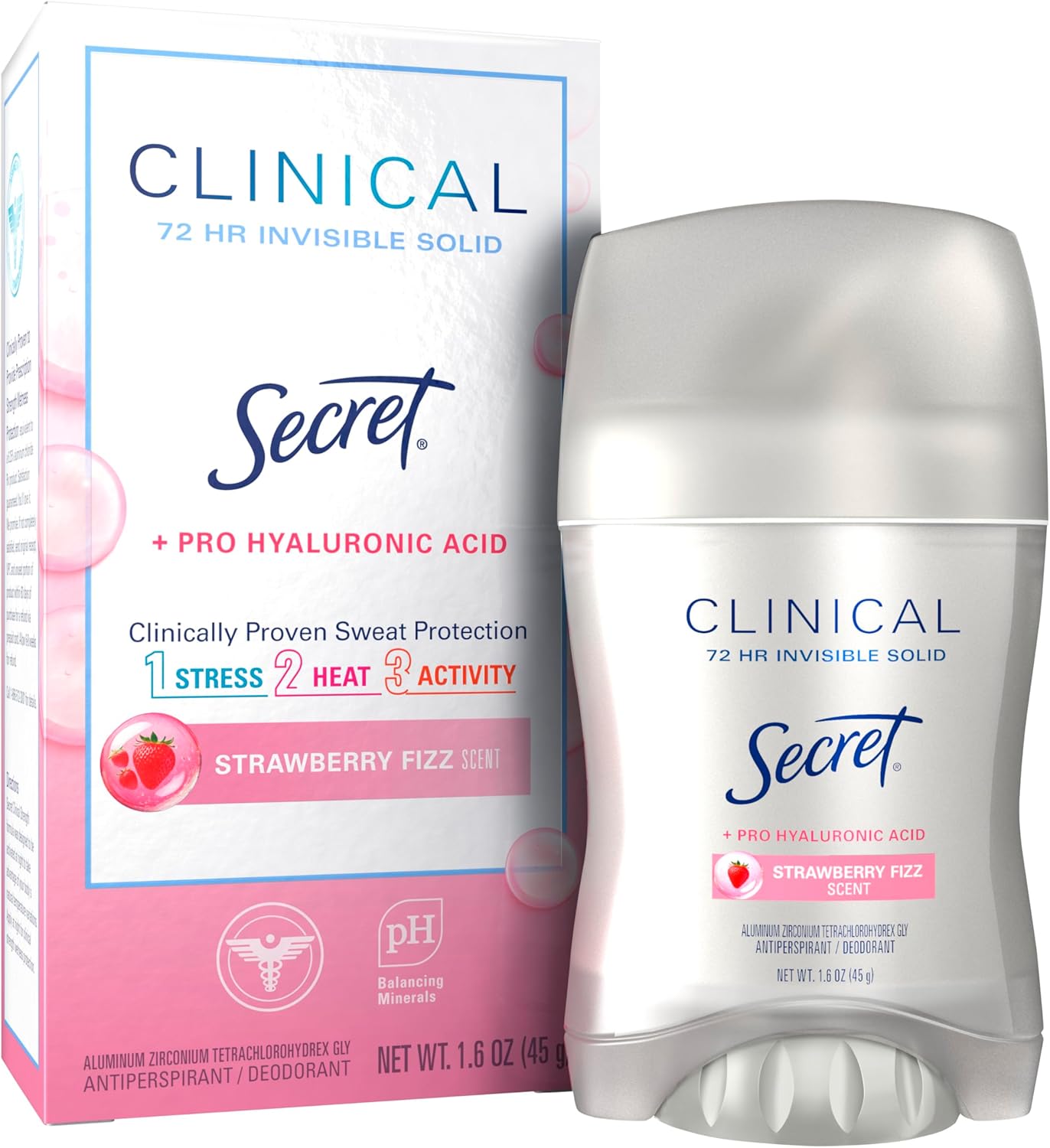 Secret Clinical Strength 100HR Sweat & Odor, Invisible Solid Antiperspirant Deodorant for Women, 3X Stress Protection with Hyaluronic Acid, PH Balancing, Completely Clean Scent, 1.6 oz - Image 14