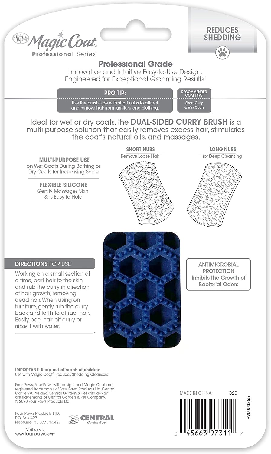 Four Paws Magic Coat Professional Series Grooming Dual-Sided Silicone Wet or Dry Curry Deshedding Brush for Dogs, 1 Count - Image 9