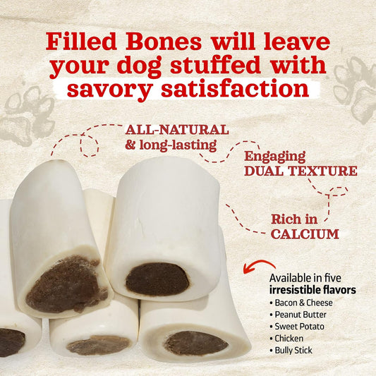 Natural Farm dog bones with peanut butter filling close up