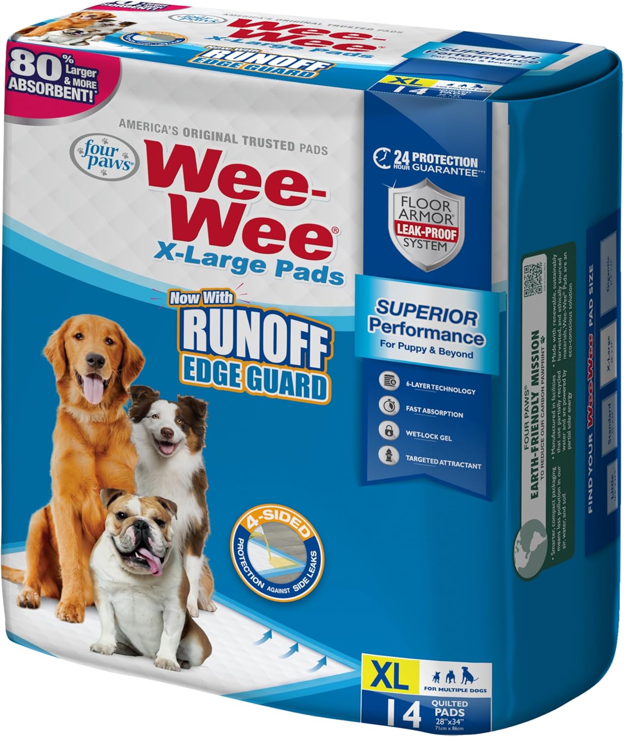Four Paws Wee-Wee Superior Performance Unscented Extra-Large Pee Pads for Dogs & Puppies, Quilted Leak-Proof Dog Housebreaking Potty Training Floor Protection, 28" x 34", 40 Count - Image 14