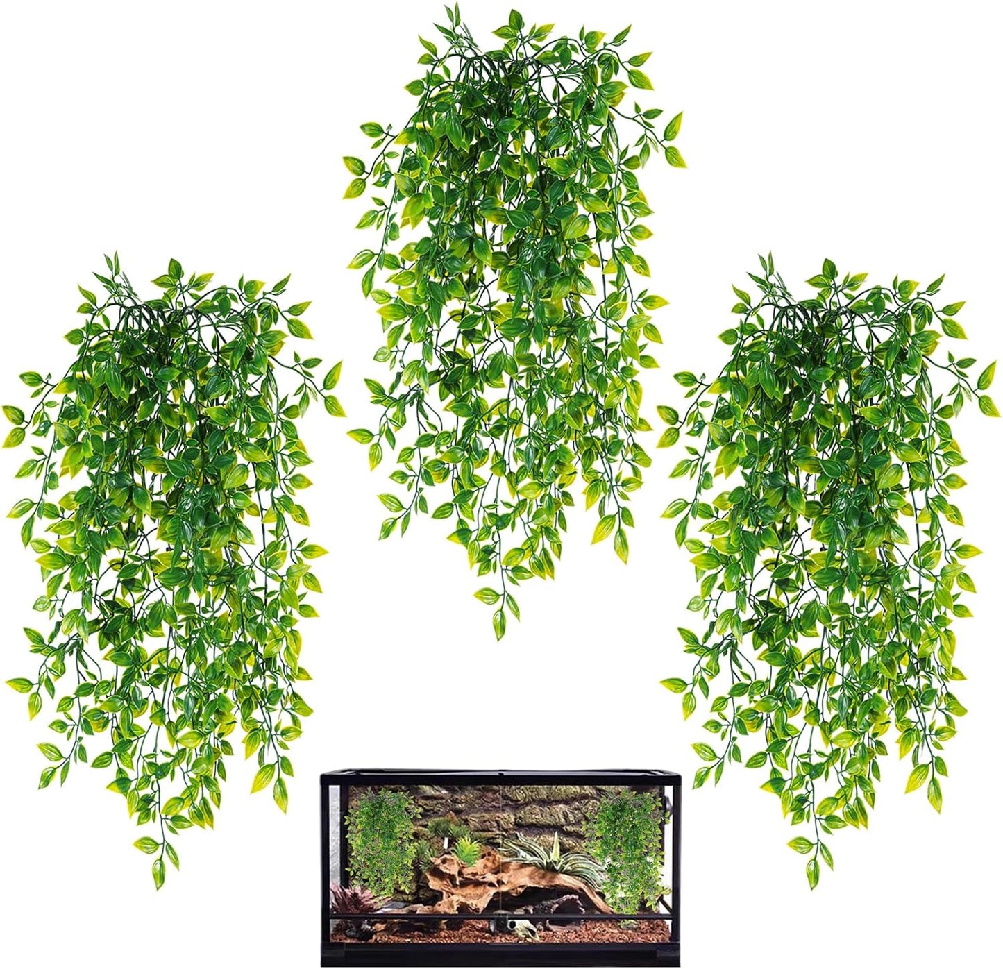 Close up of artificial foliage for reptile tank environment