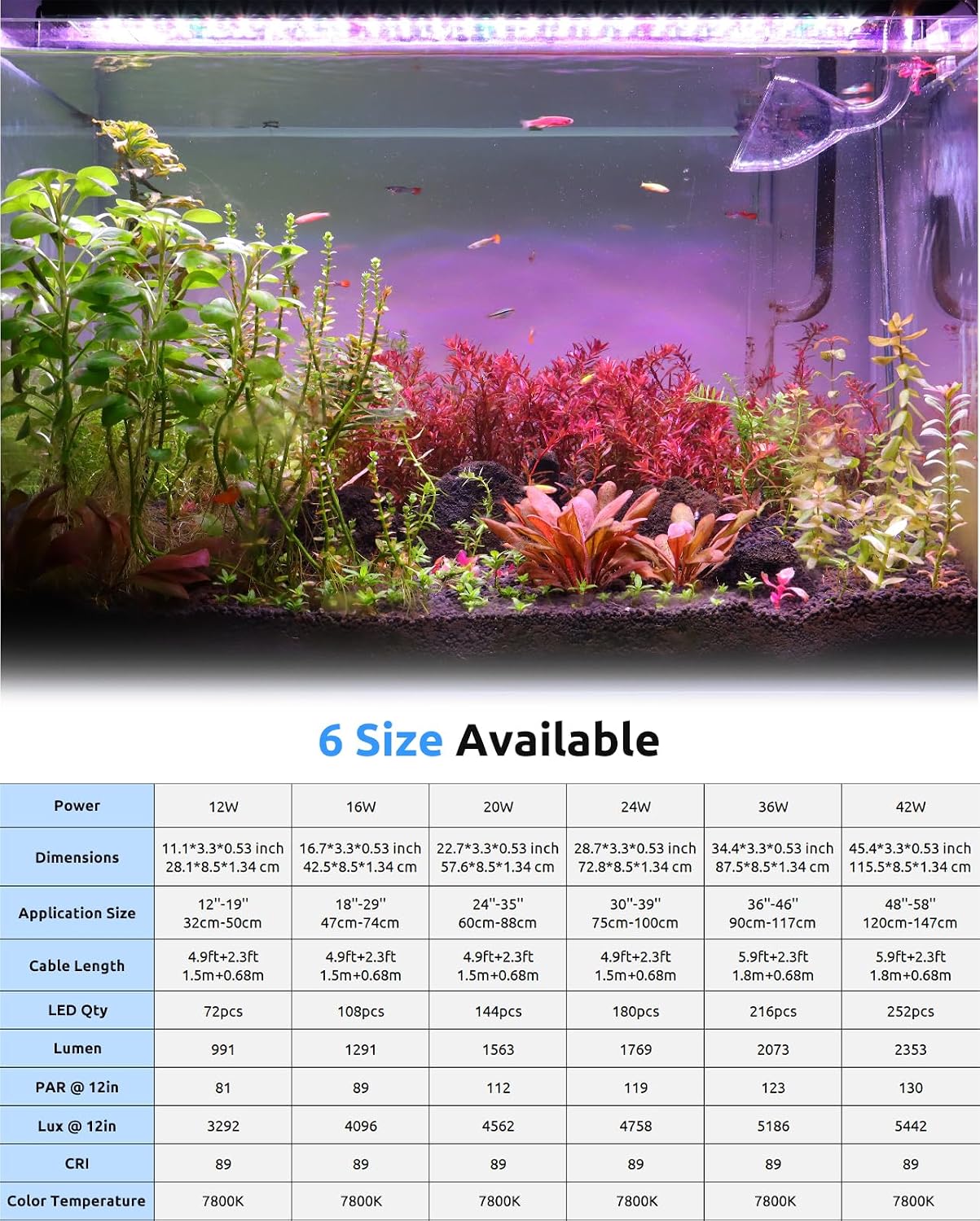SEAOURA aquarium lamp packaging box showing authentic import labels and technical specifications for the sixteen watt model