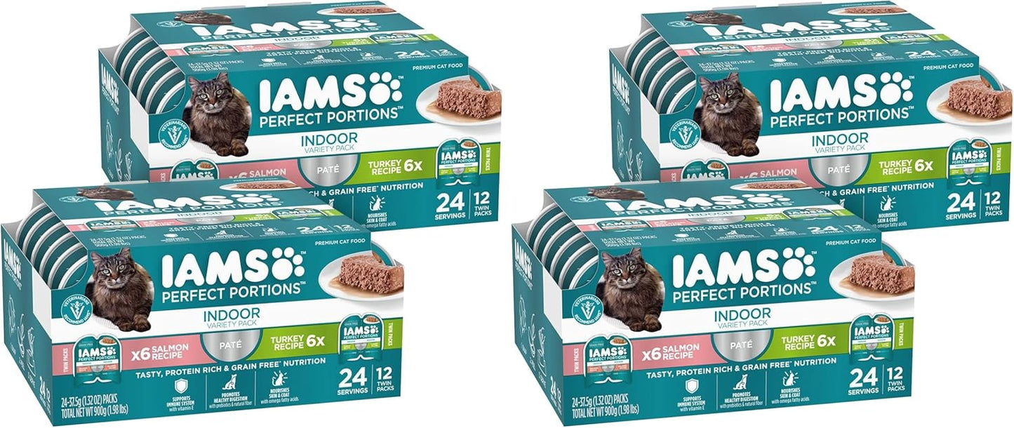IAMS Perfect Portions Indoor Adult Grain Free Wet Cat Food Pate, Turkey and Salmon Recipe, 2.6 oz. Twin-Pack Trays (12 Count, 24 Servings) (Pack of 2) - Image 13
