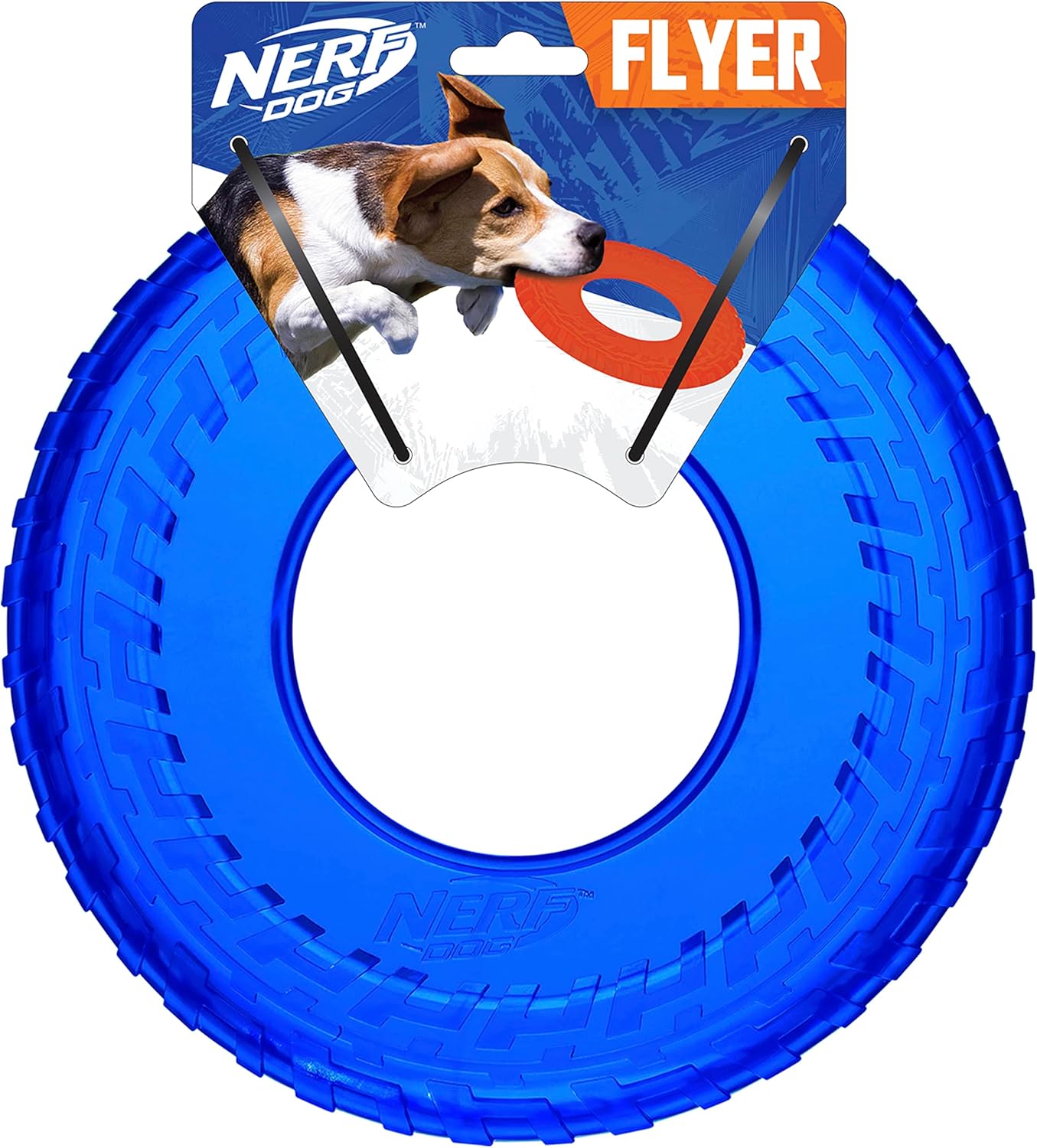Nerf Dog Tire Flyer Outdoor Dog Toy, 10 Inch Flying Disc Dog Fetch Toy, Rubber Dog Toy for Medium Dogs and Large Dogs, Blue - Image 14