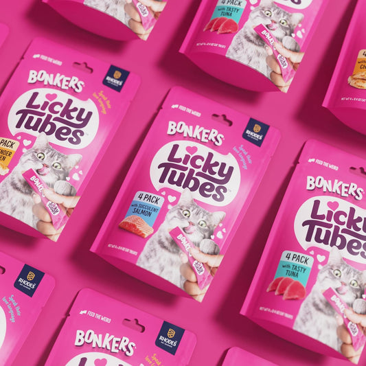 Bonkers Licky Tubes Salmon wet cat treat packaging details