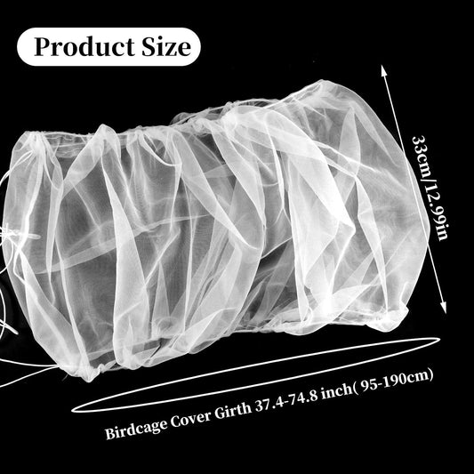 Hoydate bird cage skirt white nylon mesh netting on a square cage