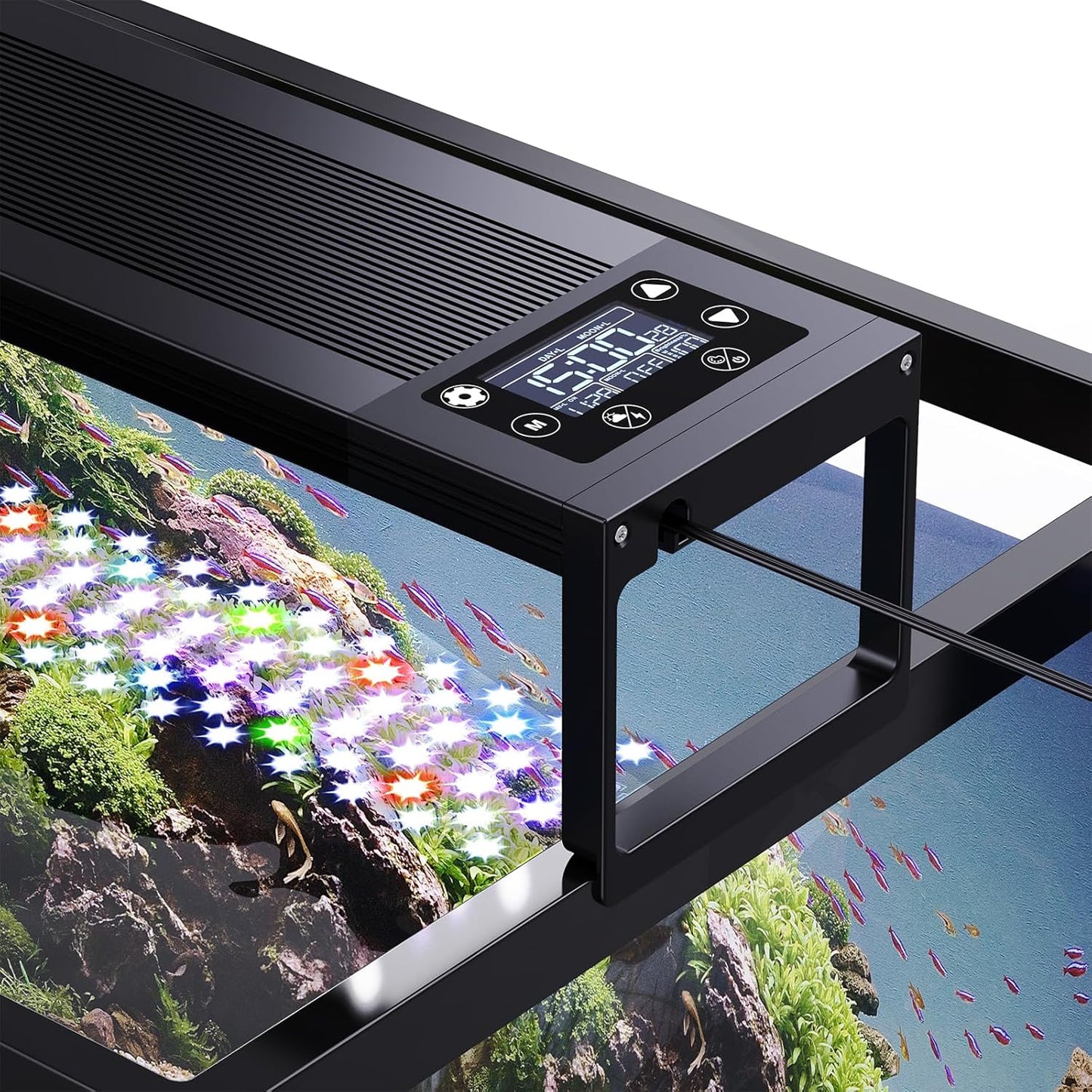 SEAOURA 24/7 LED Aquarium Light for 30-36 Inch Fish Tank, Auto On Off with Timer, 9 Colors, Adjustable Brightness, Daylight Moonlight Mode, Full Spectrum Fish Tank Light for Plants - Image 9
