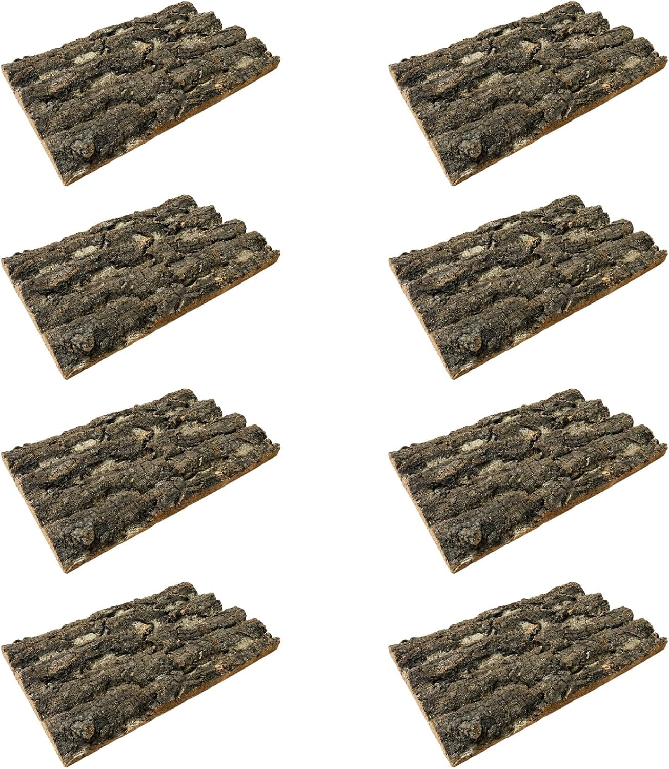 Natural wood backdrop panels arranged inside a bearded dragon terrarium