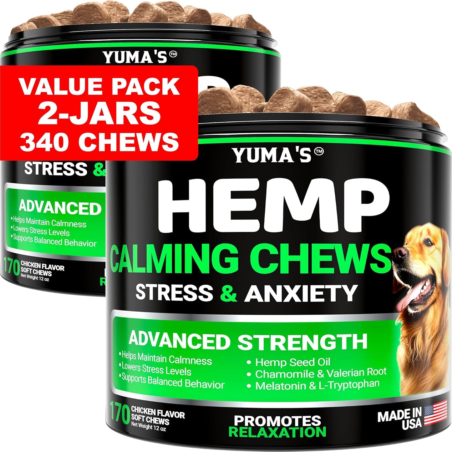 Group of 170 soft chews from Yuma's calming supplement