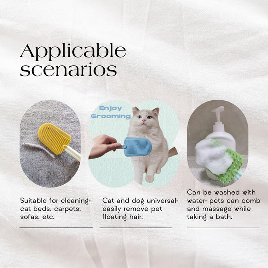 Generic 2 in 1 pet massage and bath brush three piece grooming kit