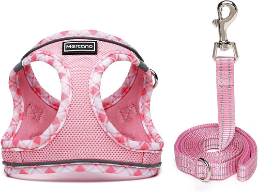 Mercano breathable pink mesh escape proof harness for small dogs and cats