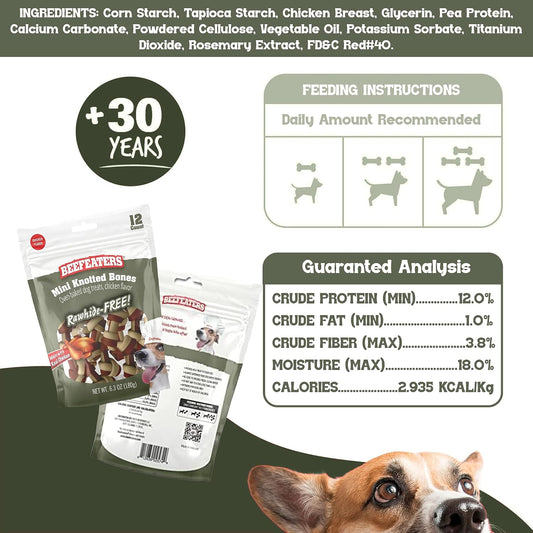 Beefeaters rawhide free mini dog treats close up
