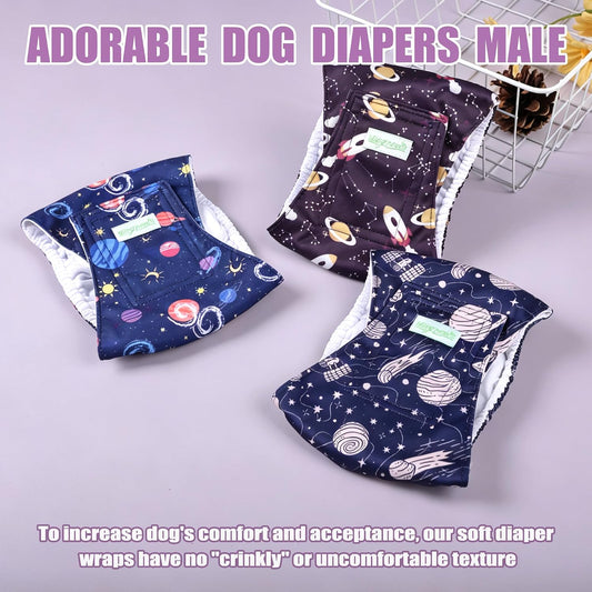 Wegreeco dog diapers male interstellar pattern three pack set
