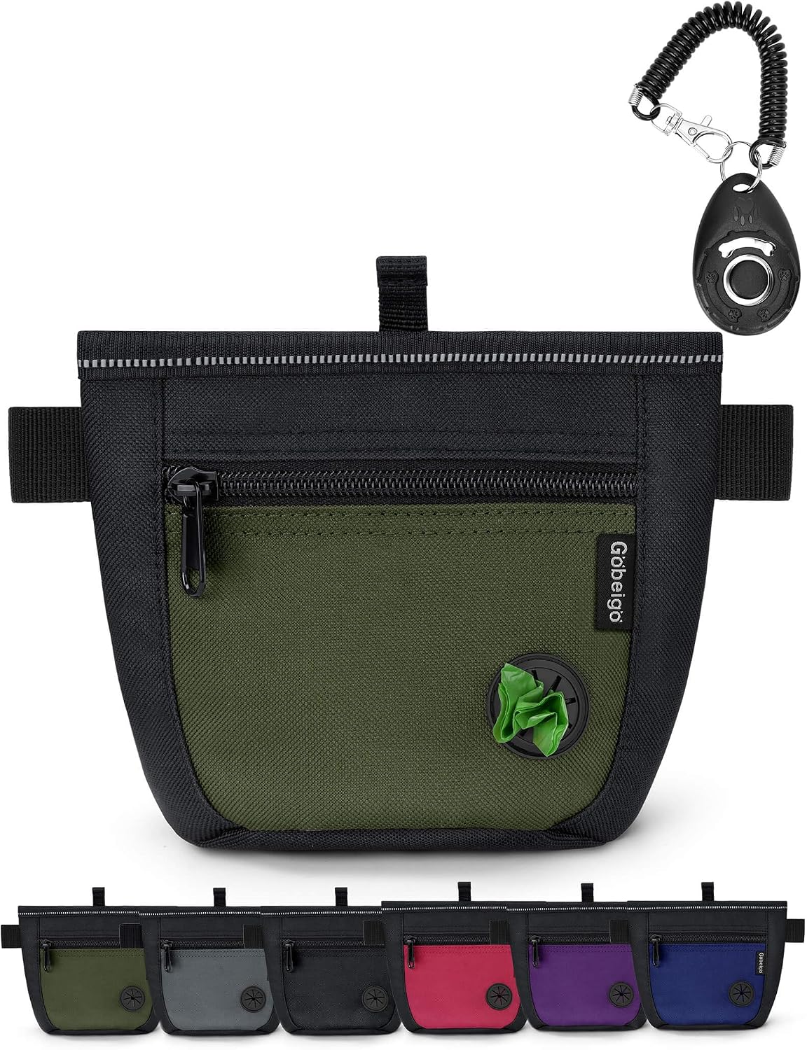Gobeigo Dog Treat Pouch and Training Clicker, Upgrade Two Magnetic Closure to Prevent Spills, 2 Cup Treat Bag with Poop Bag Dispenser, Metal Clip Waist Belt Fanny Pack for Pet Walk (Black) - Image 12