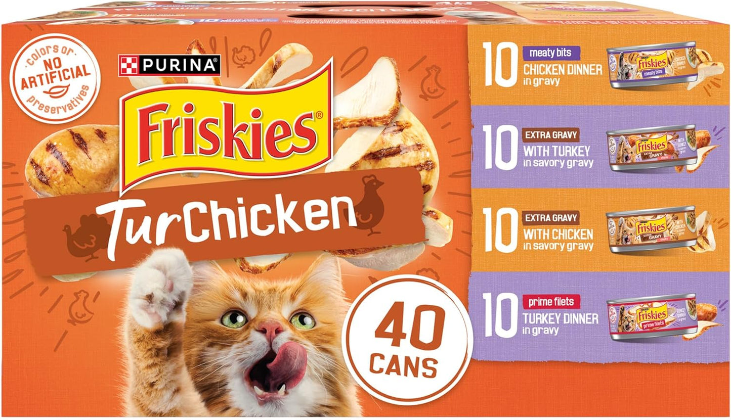 Purina Friskies TurChicken Turkey and Chicken Wet Cat Food Variety Pack with Meaty Bits, Prime Filets, and Extra Gravy, 48 ct. - Image 11