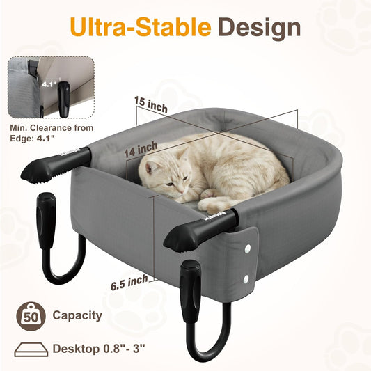Hylemoros cat bed clamped to office desk