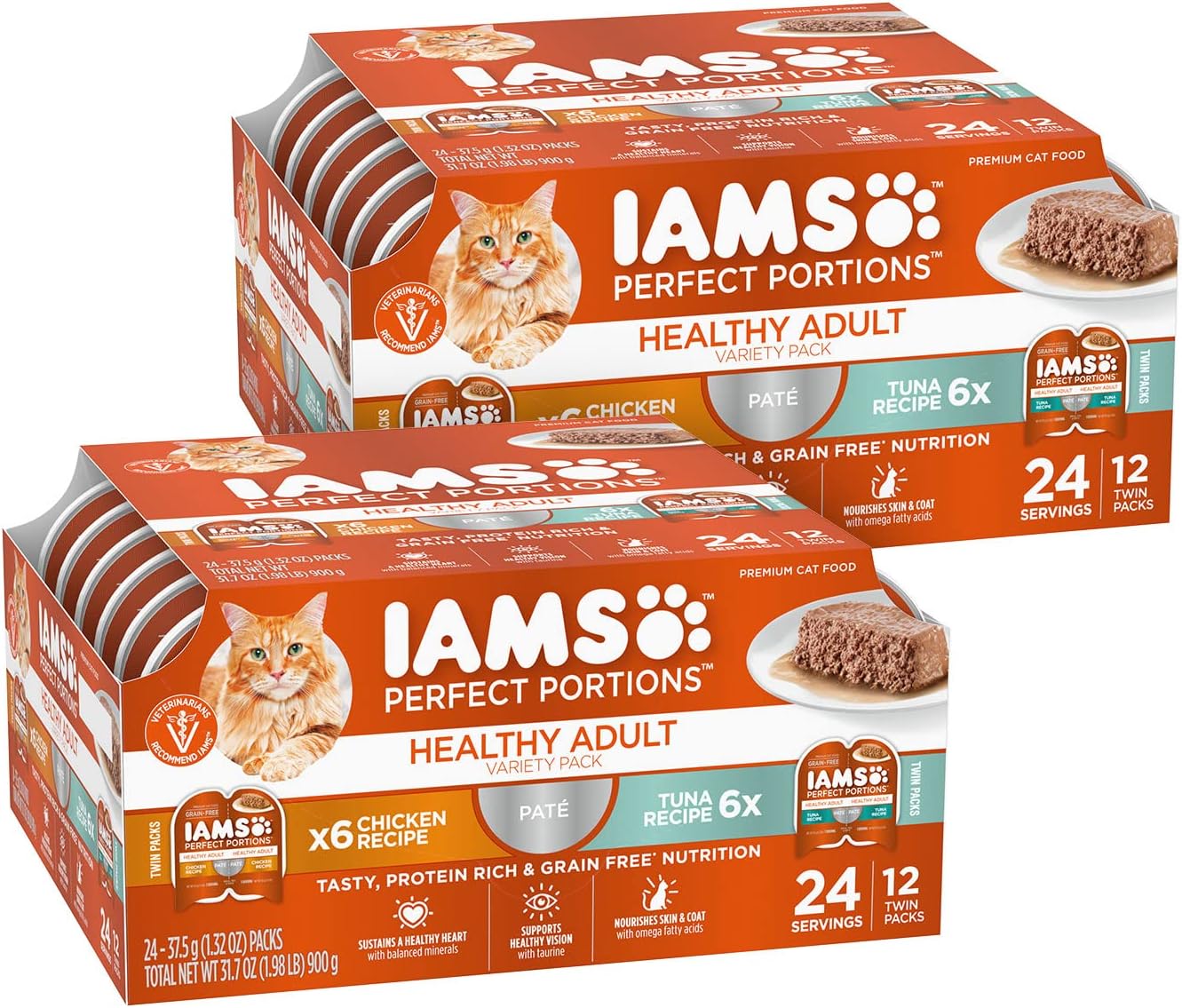 IAMS Perfect Portions Sensitive Digestion & Skin Wet Cat Food Pate, Healthy Adult Grain Free Pate, Chicken Recipe, 2.6 oz. (24 Twin Packs) - Image 15
