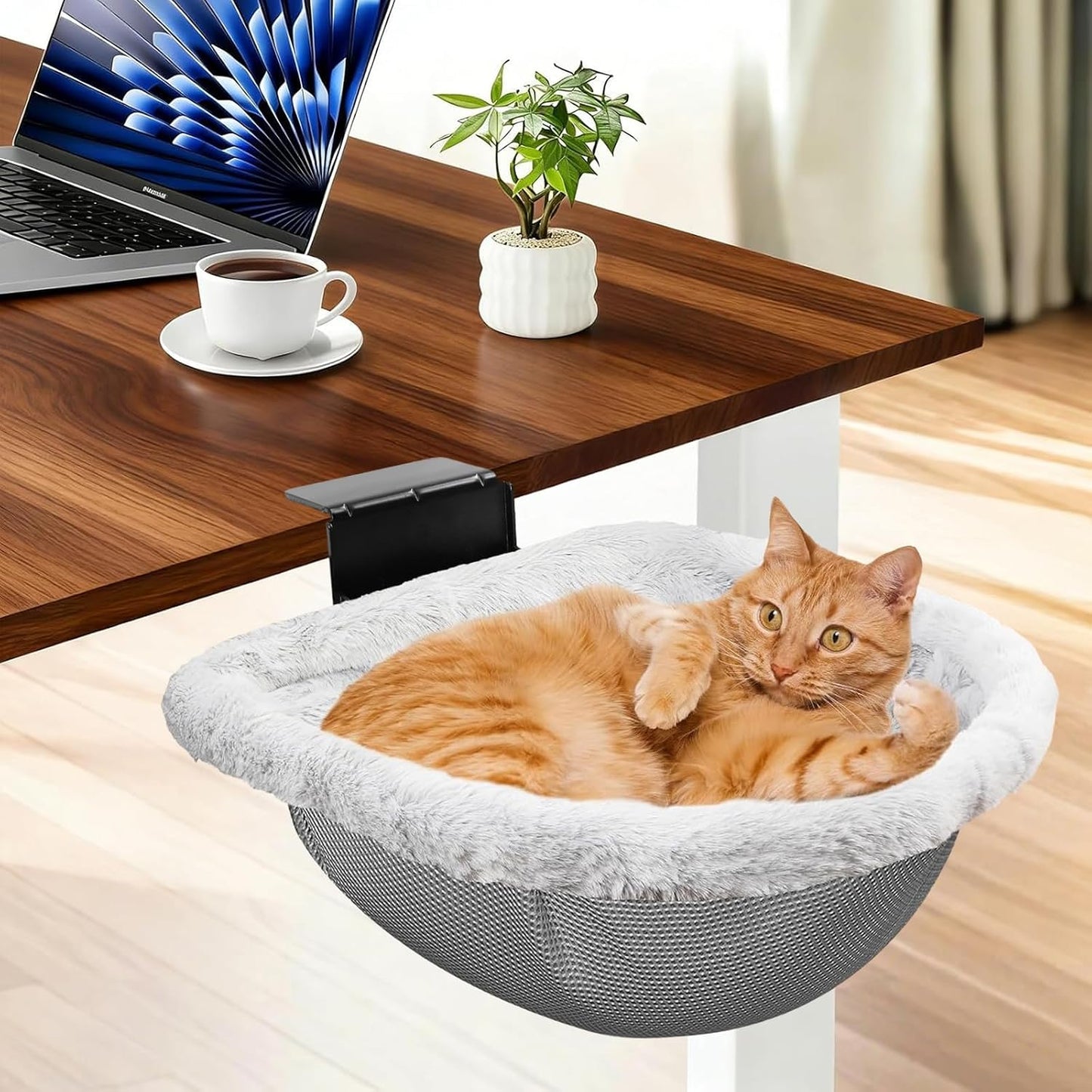 JinxZap X-Large Cat Desk Bed components and metal frame structure.