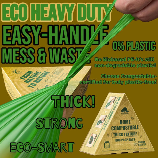 Close up of the four layer interlocked bottom on the compostable pet waste bag