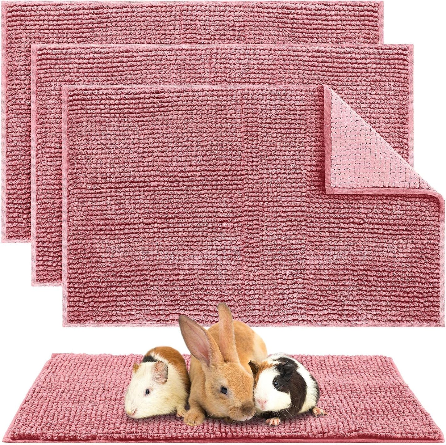 Amylove 4 Pcs Guinea Pig Cage Liner 16 x 24 Inch Washable Chenille Pee Pads Pet Dog Cat Bedding Training Mat Reusable for Small Animals Puppy Bunny Hamster Chinchilla - Image 15