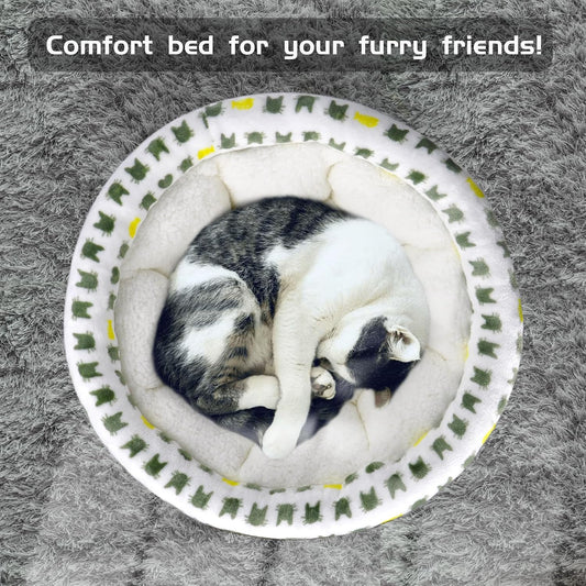 Small dog resting in plush Aiwikide round pet bed