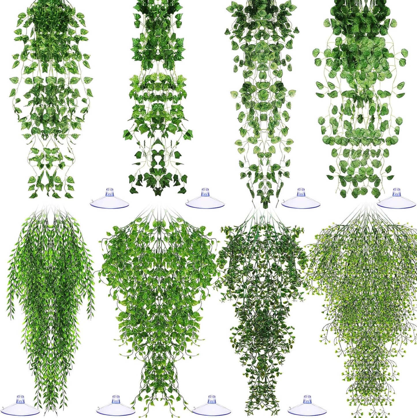 Suncalla Reptile Plants Terrarium Hanging Plants Vines Boston Climbing Terrarium Plant with Suction Cup for Bearded Dragons Lizards Crested Gecko Snake Crab Tank(Lush Series,Multiple Green) - Image 13