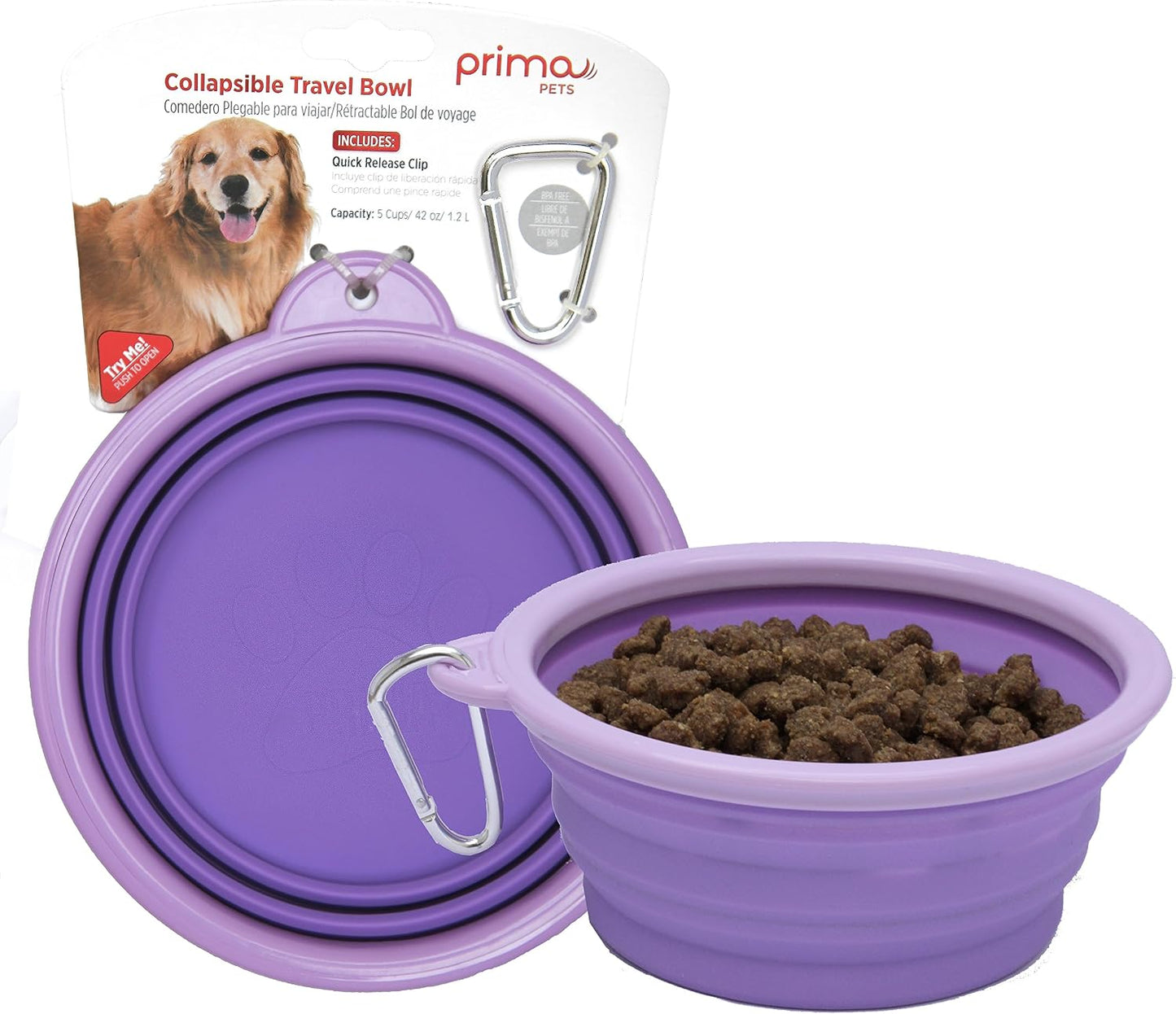 Prima Pet Expandable/ Collapsible Silicone Food & Water Travel Bowl with Clip for Small & Medium Dog and Cat, Size: 1.5 Cups (5.1 Inch Diameter Bowl) (AQUA) - Image 15