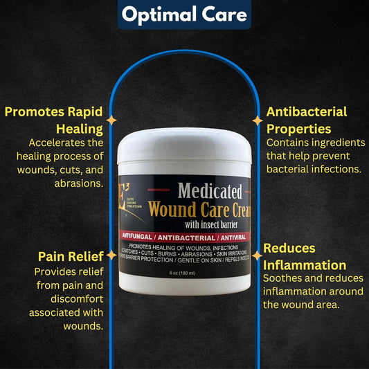 E3 Medicated Wound Cream label showing animal usage