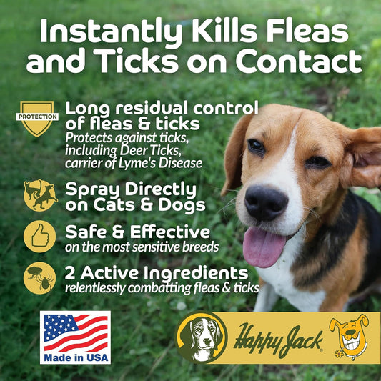Happy Jack flea and tick spray for dogs and cats application