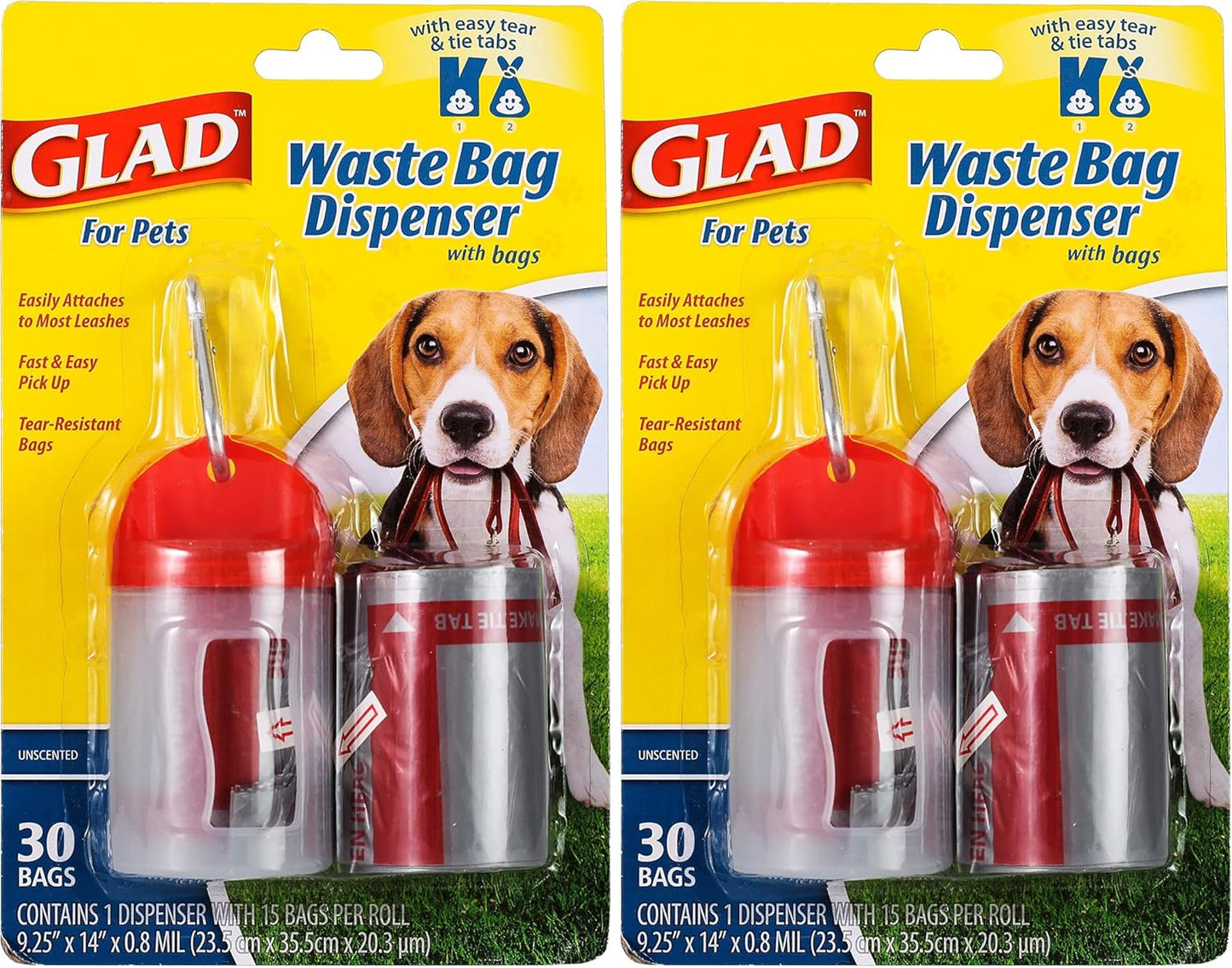 An open Glad for Pets extra large dog poop bag highlighting its wide dimensions for sanitary disposal.