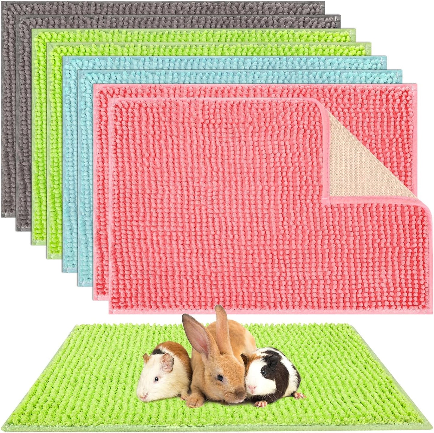 Barydat 8 Pcs Guinea Pig Cage Liner for Guinea Pig Cage Bedding Reusable Rabbit Mat Pad Washable Training Pad Animal Sleeping Bedding Mat(16x12'',Gray, Green, Pink, Blue) - Image 13