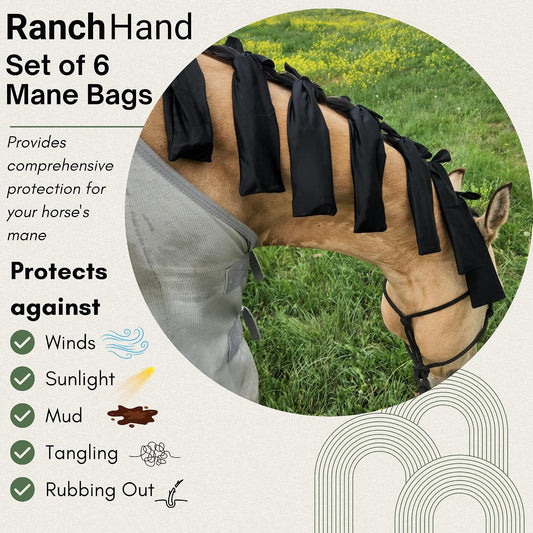 Close up of Ranch Hand mane bags showing Lycra and nylon material