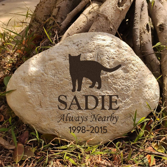 Custom engraved resin pet grave marker with paw print design