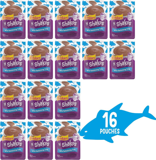 Friskies Tantalizing Tuna lickable cat treats single pouch close up display