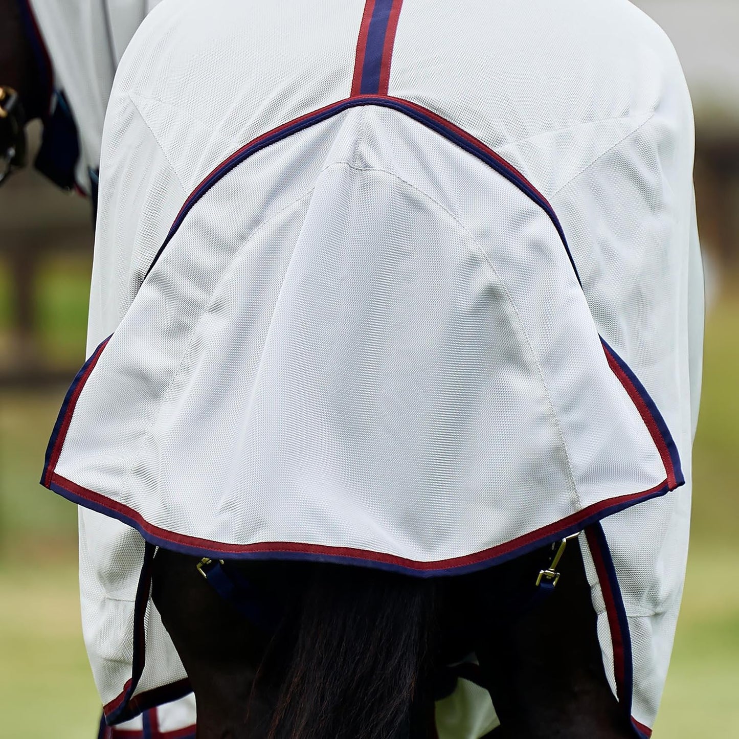 WeatherBeeta ComFiTec Airflow Fly Sheet Detach-A-Neck, Grey/Navy/Burgundy, 78" - Image 9