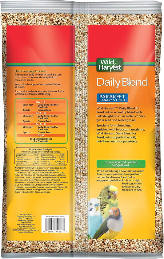 Wild Harvest nutrition diet for parakeets and finches