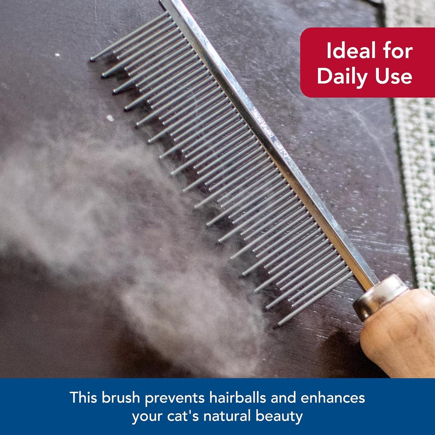 The complete manual stainless steel pet undercoat rake displayed on a clean background