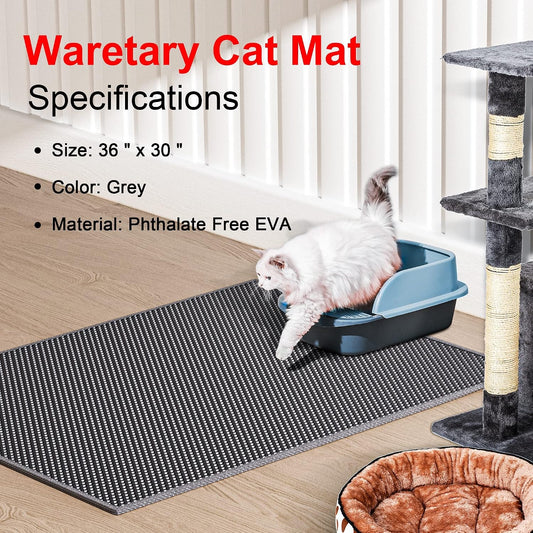 Waretary extra large double layer litter mat placed under a litter box