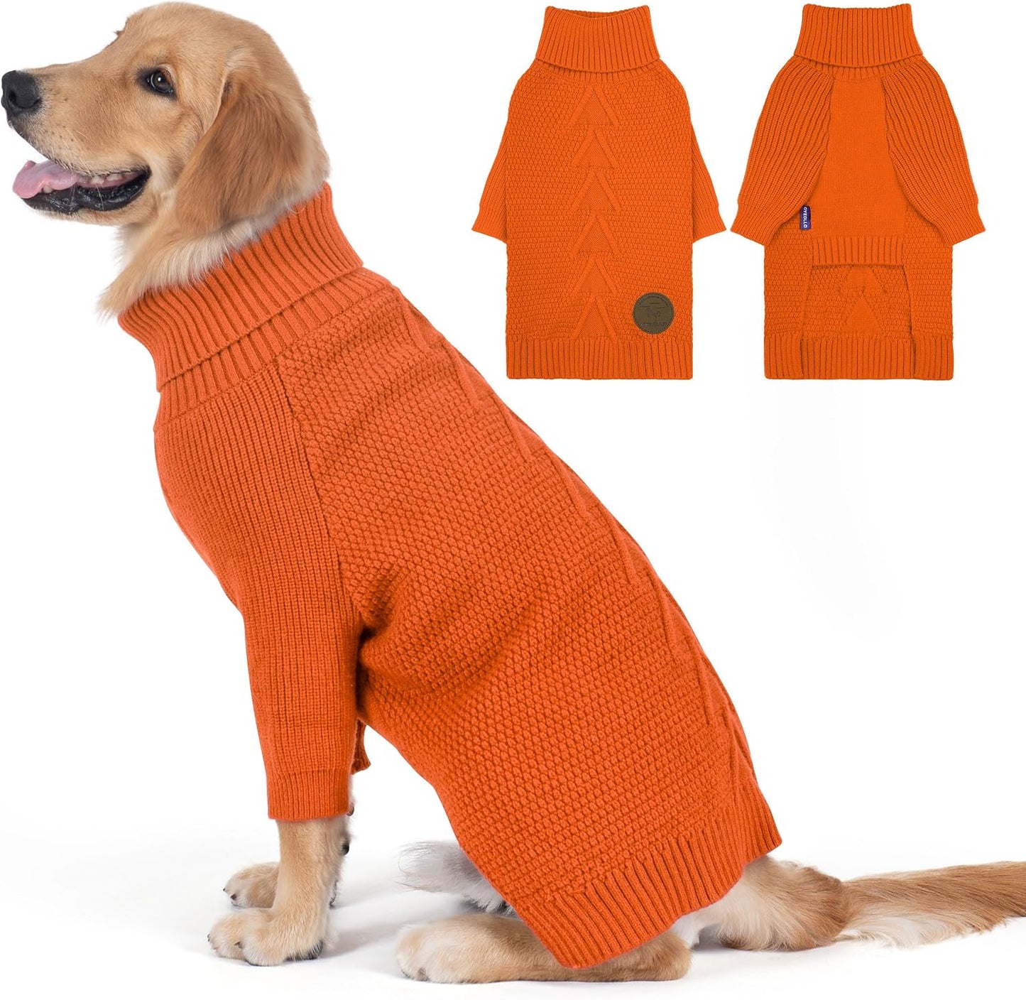 cyeollo Dog Sweaters for Small Dogs Boy, Pullover Turtleneck for Dogs Male, Knitted Doggy Fall Winter Warm Cold Weather Dog Clothes Apparel with Sleeves, Navy L - Image 15