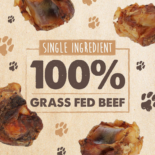 Close up of 8 pack beef knee caps for dogs